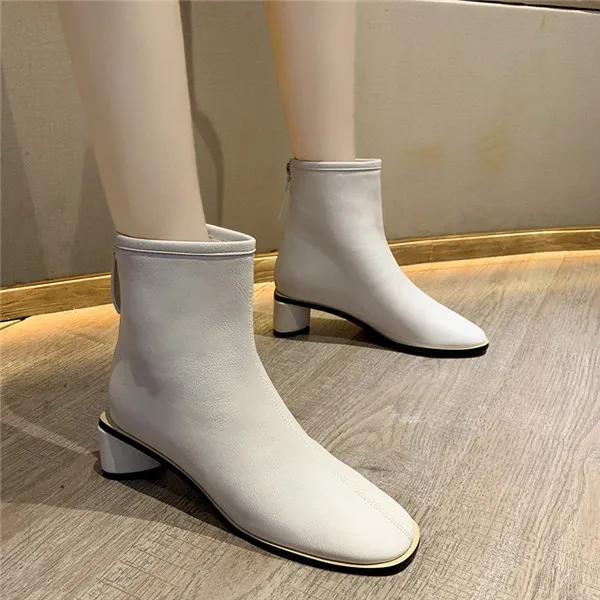Bootee/ г. Женские резиновые сапоги с круглым носком зимняя обувь ботильоны на низком каблуке женские роскошные дизайнерские сабо на молнии - Цвет: 3