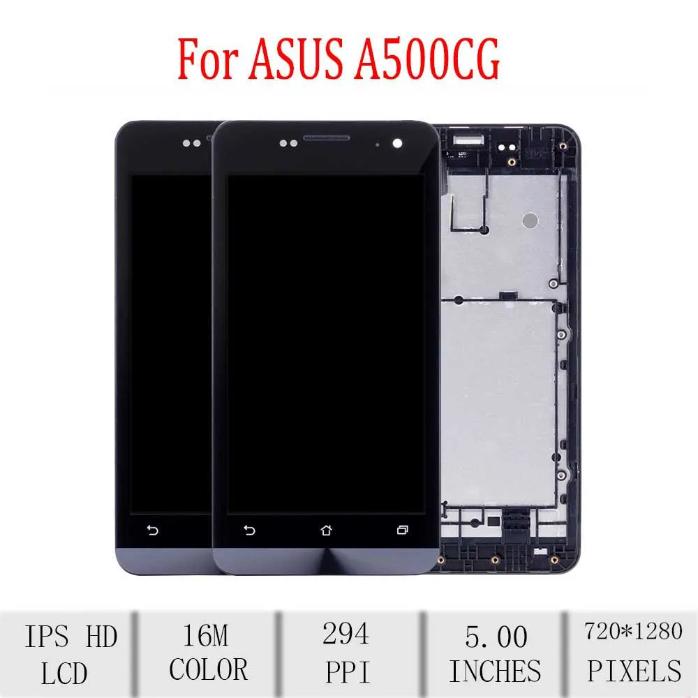 

Original For ASUS Zenfone 5 A500CG LCD Display Touch Screen Digitizer Assembly For Asus A500CG Display with Frame Repacement