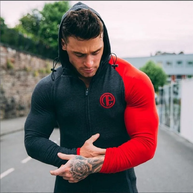 

Fall Winter Sport Jacket Men Joggers Long Sleeve Hooded Tight Hoodies Windproof Coat Gym Running Jacket Fitness Top Clothing
