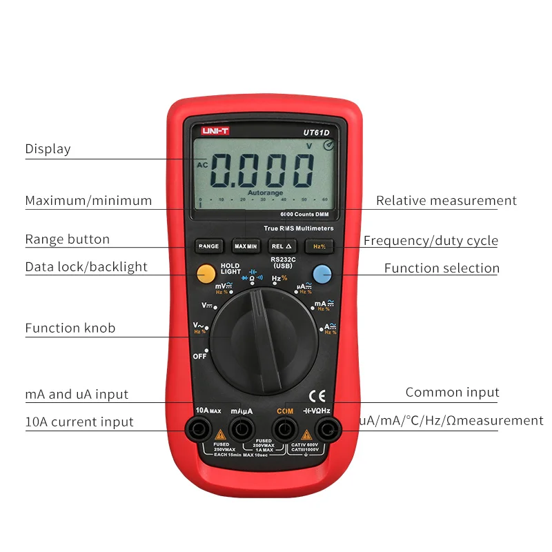 UNI T UT 61A UT61B UT61C UT61D UT61E авто ручной начиная Современный цифровой мультиметр AC DC