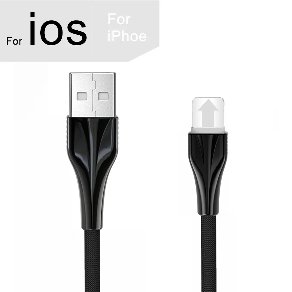 For iSO Black Usb type-C телефонный кабель для Xiaomi Redmi Note 8 Pro Micro USB быстрая зарядка телефонный кабель для iPhone зарядный кабель для samsung шнур - Цвет: For iSO Black