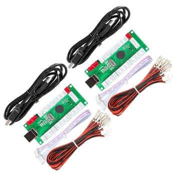 

2x Zero Delay USB Encoder To PC Games For Arcade Sanwa Joystick Kits Parts Used 5 Pin Sticker and 2.8mm Push Buttons Cables