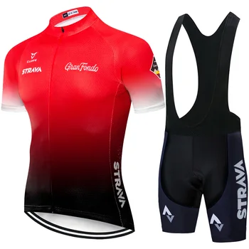 

2020 laser cut STRAVA team Cycling Jersey Set Summer Mountain Bike Clothing Pro Bicycle Cycling Jersey Sportswear Suit Maillot