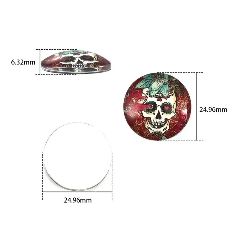 50 шт Смешанные черепа и Стекло кабошон Диаметр 12/20/25 мм кабошоны круглые кабошоны демо с плоской задней частью набор «сделай сам» для изготовления ювелирных изделий Хэллоуин - Цвет: 25mm