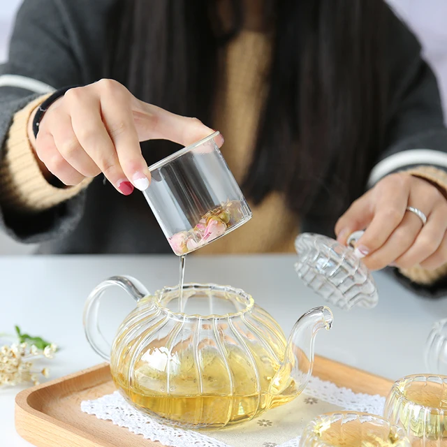 Vente chaude 600 ml théière en verre résistant à la chaleur