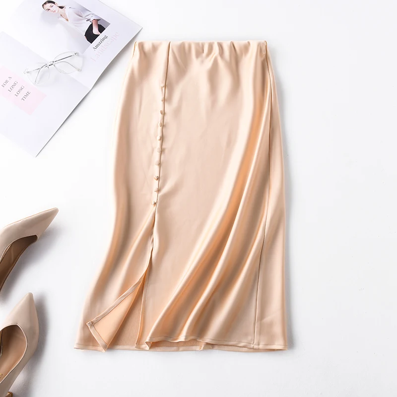 Корейские повседневные юбки женская шелковая юбка женская элегантная женская атласная Офисная Женская облегающая юбка с высокой талией Faldas Mujer Moda