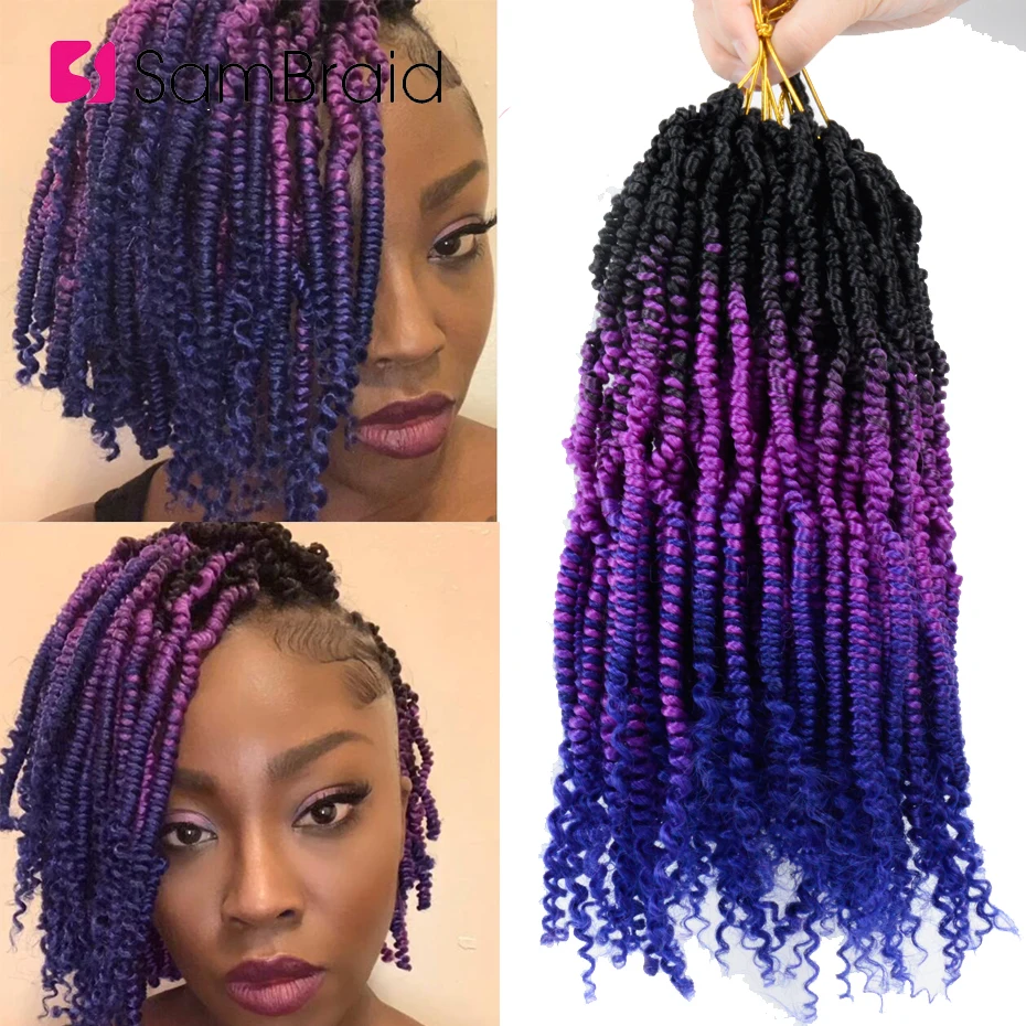 Самкоса 12 дюймов Весенняя страсть Омбре цвета бомба твист волосы для