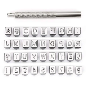 

Capital Letters and Numbers Stamp Set,1/4inch / 6mm Alphabet Stamp Tools Set Leather Craft Stamping Tools(6.5mm - 36Pcs)