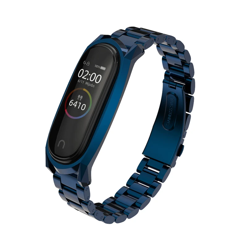 GT Blue Металлический ремешок для часов mi Band 4 для Xiaomi mi Band 3 4 Безвинтовой браслет из нержавеющей стали Pulseira mi band 3 напульсники - Цвет: GT Blue