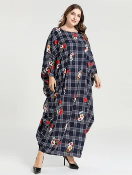 

Muslim Abaya Maxi Dress Print Bat Sleeve Floral Hijab Cardigan Kimono Long Robe Gowns Middle East Eid Ramadan Islamic Prayer