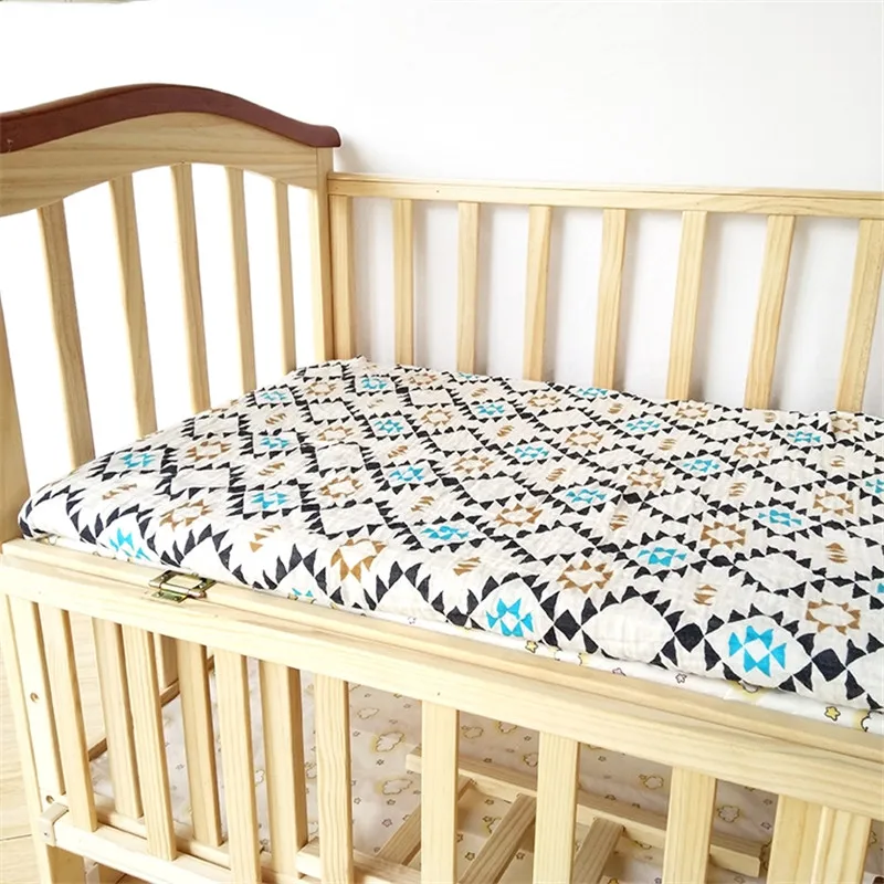 

100% Cotton Muslin Baby Fitted Crib Sheet 130x70cm Infant Soft Breathable Bedding Sheet Sets Mattress Cover Bedspeard Sheet