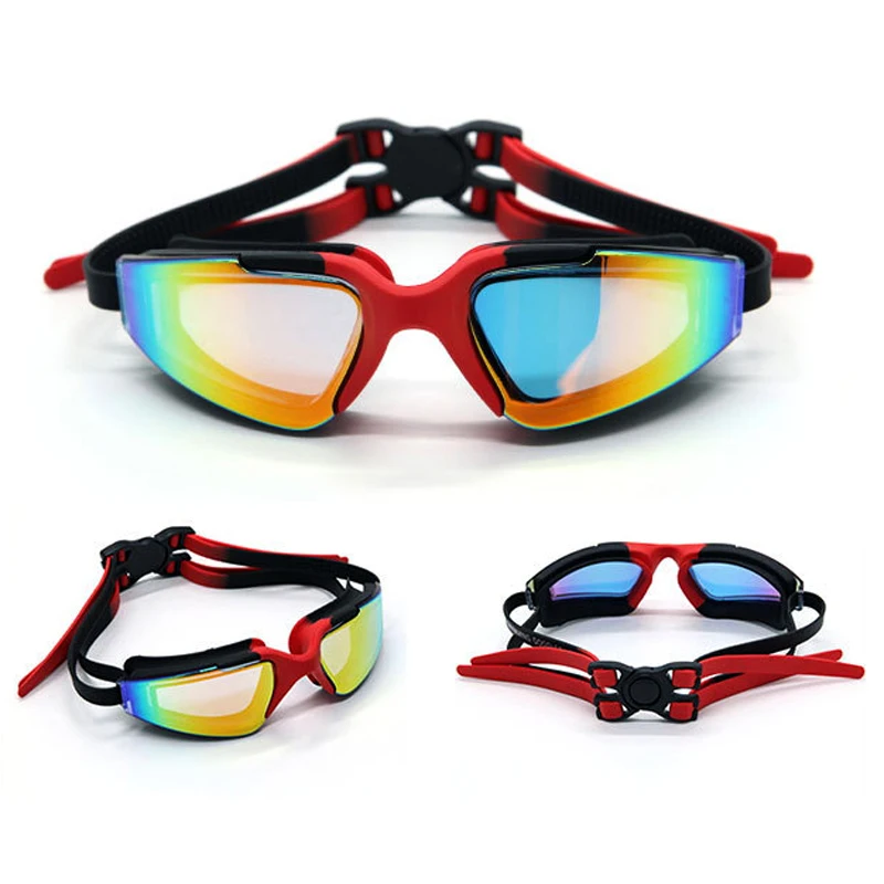Plated Gel Silicone Anti Fog Swimming Goggles Anti-UV Adjustable Swimming Pool Training Glasses Men Women Swim Eyewear Adult