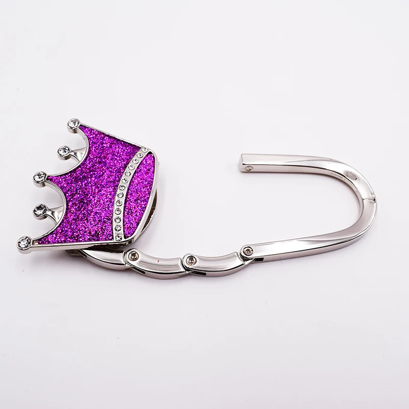 30PCS / LOT Creative folding crown bag buckle hooks Fashion portable bag hook Hanger Hook Metal Non slip bag hook