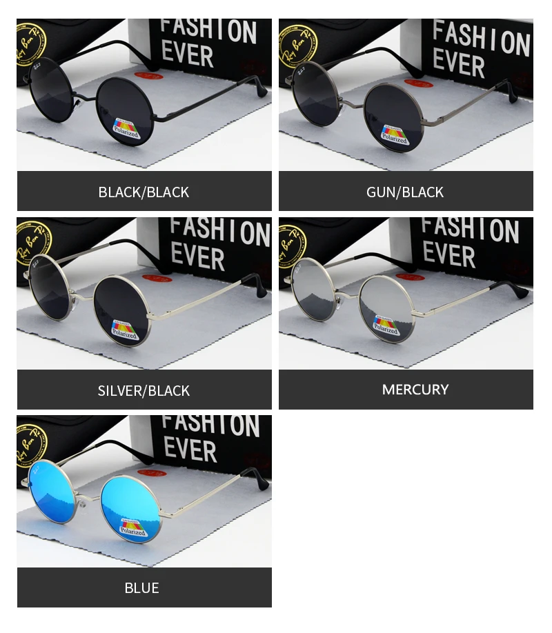 Round Sunglasses Fashion Oval Polarized Circular glasses Men Brand Designer Male Sun Glasses Black Frame UV400 Perform