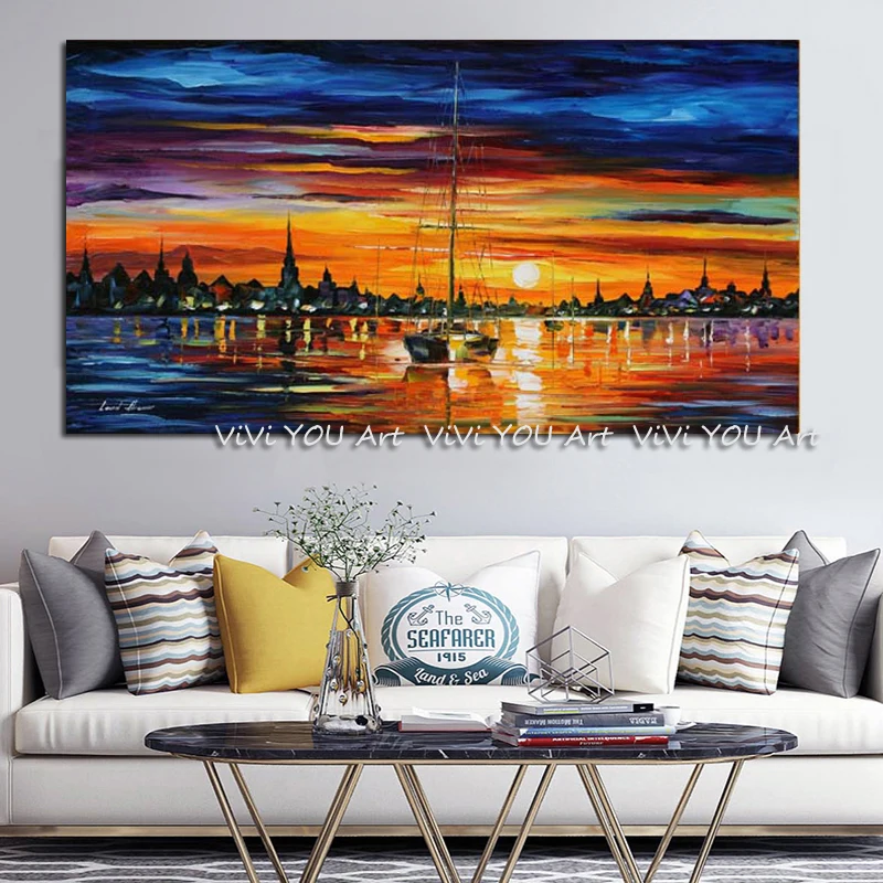 Canvas-Painting-Modern-Palette-Knife-Sea-view-sailboat-Oil-Painting-Wall-Pictures-for-Living-Room-Cuadros