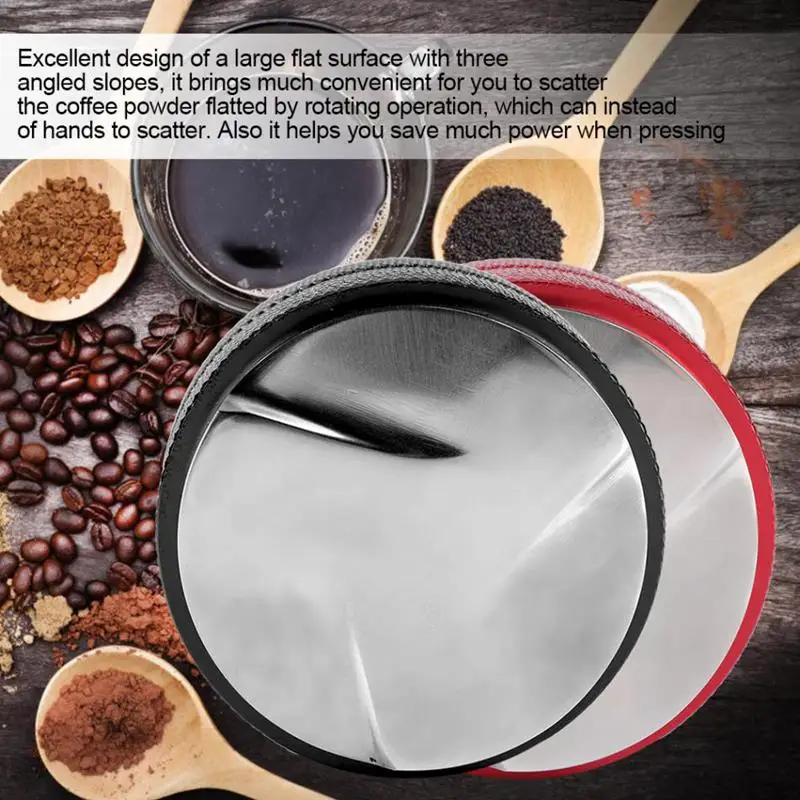 Espresso 58Mm Coffee Distributor Leveler Tool Macaron Coffee Tamper With Three Angled Slopes-Black