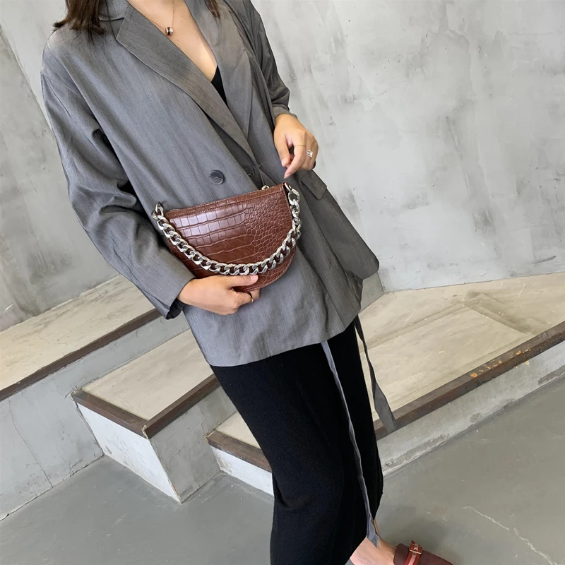 

crossbody bag for women shoulder Crocodile pattern chain vintage versatile women messenger bag saddle pu leather designer brand