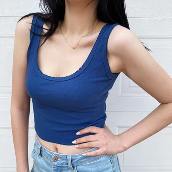 

Women Scoop Neck Rib Tank Top Crop Tank