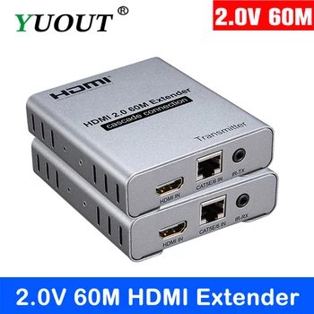 

HDMI 2.0 Extender 60M Cascade Connection 4K 60Hz Via Cat5E/6 CAT6 RJ45 Ethernet Cable 1080P 120M Transmitter Receiver Converter