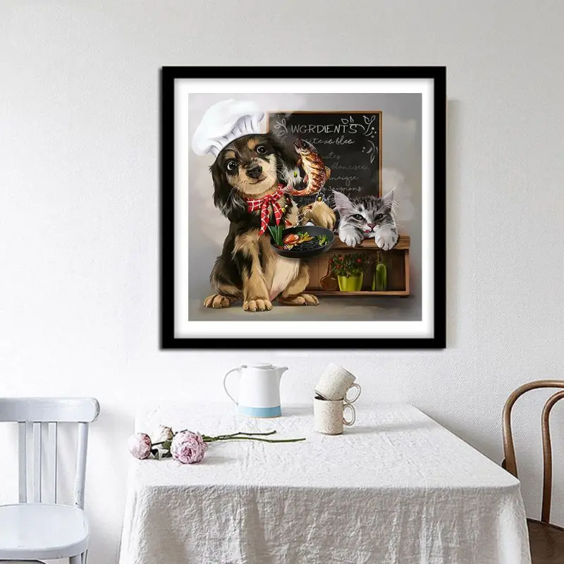 Lovely pet 5D round Shaped Diamond Painting Embroidery Needlework Rhinestone Crystal Cross Craft Stitch Kit  - Home Decor Craft