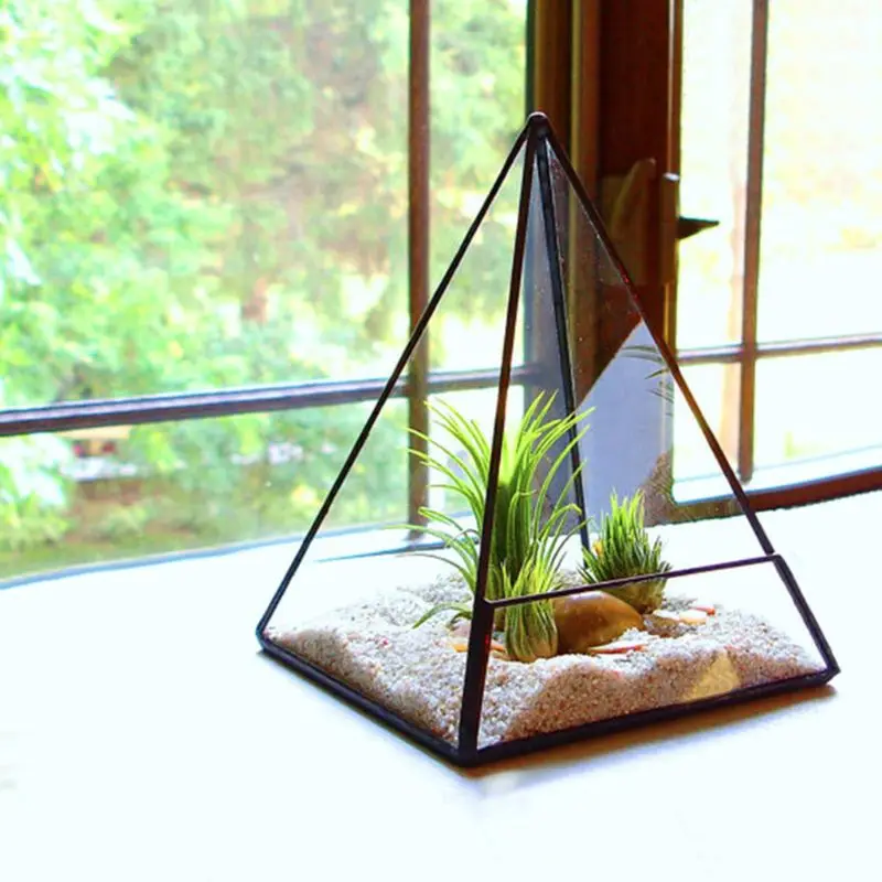 Современная стеклянная коробка для хранения террариума стеклянный держатель для украшений Пирамида настольное суккулентное растение Террариум коробка/подвесной держатель для растений чехол
