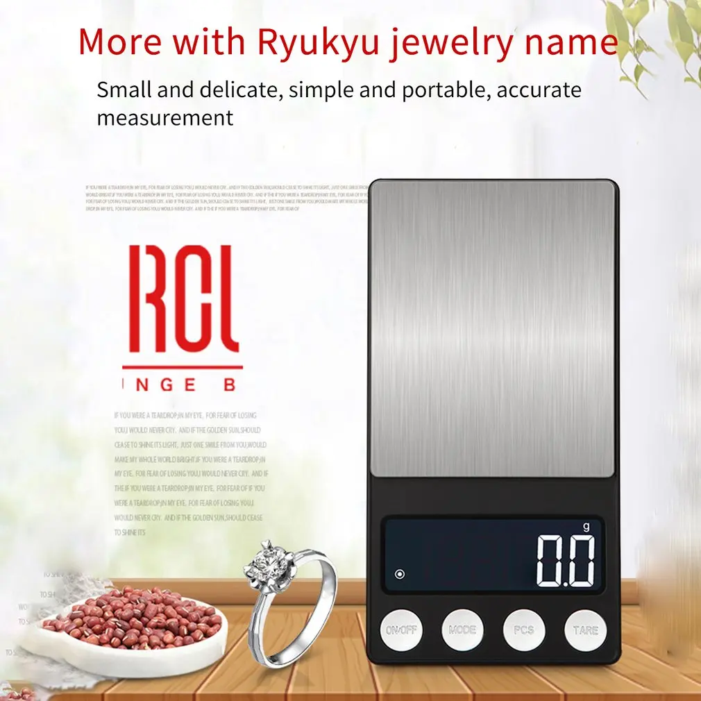 LED Jewelry Digital Scale Portable Electronic Scales With Tray 200/500g 0.01/0.1g Flat Scale Charging Mode
