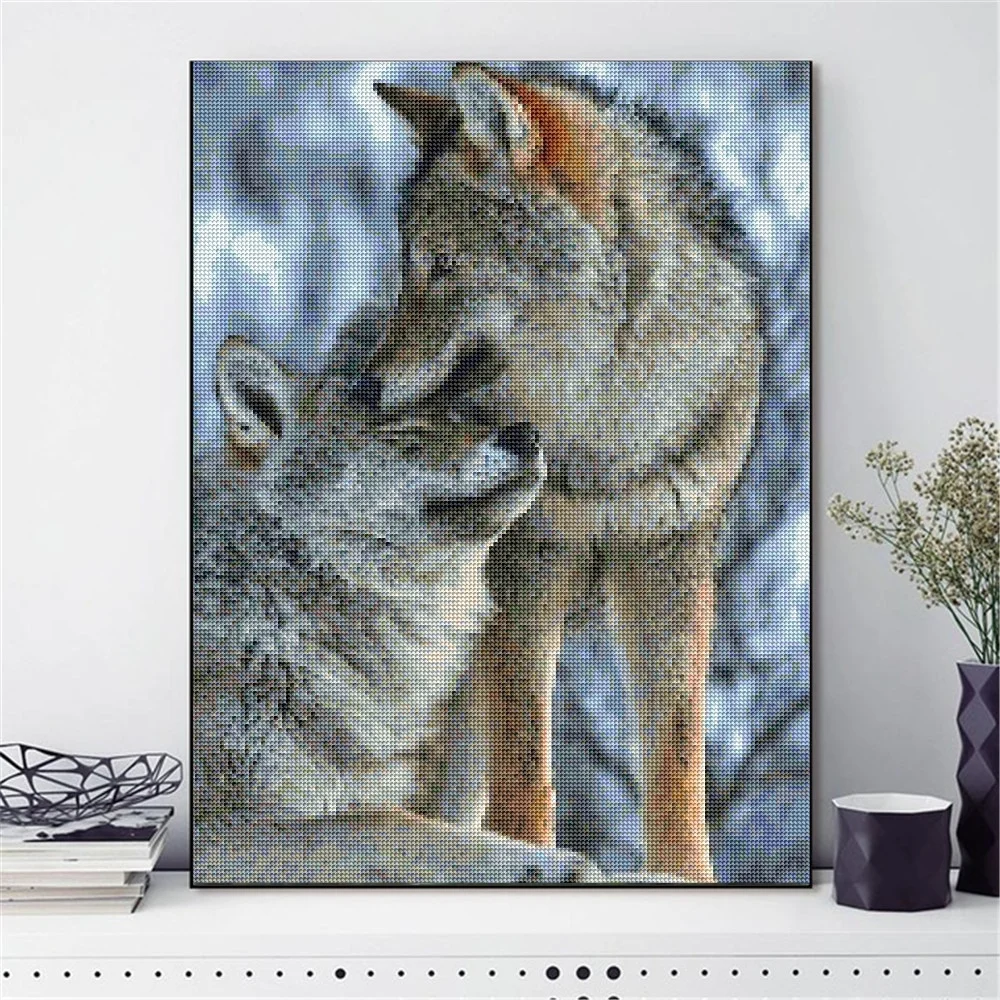 Алмазная живопись волком рукоделие алмазная вышивка мозаика крестом домашний