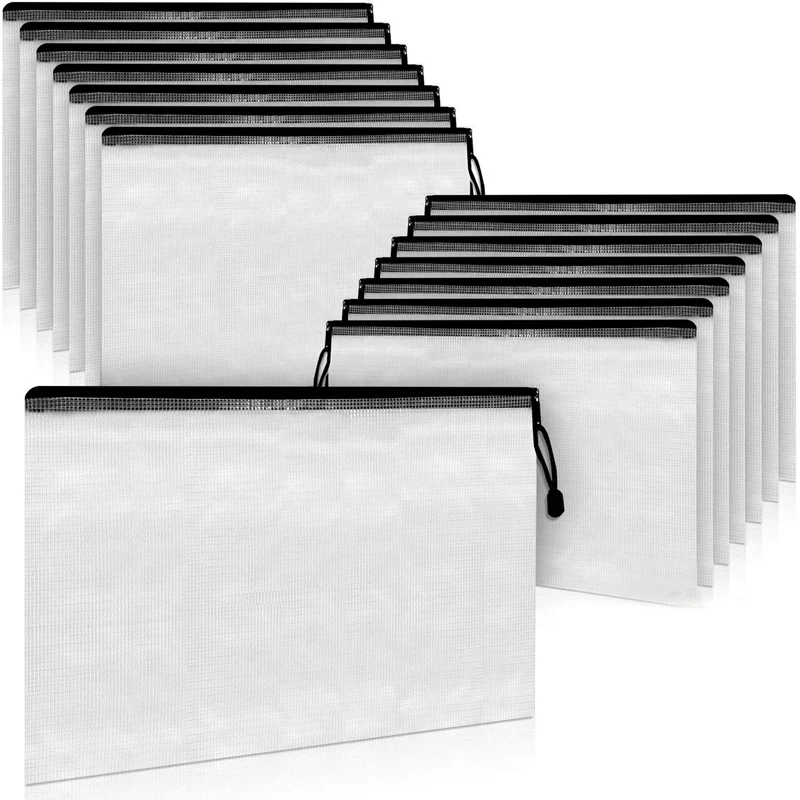 

30 Packs Mesh Zipper Bag File Bag A4 Waterproof File Bag for School Office Supplies