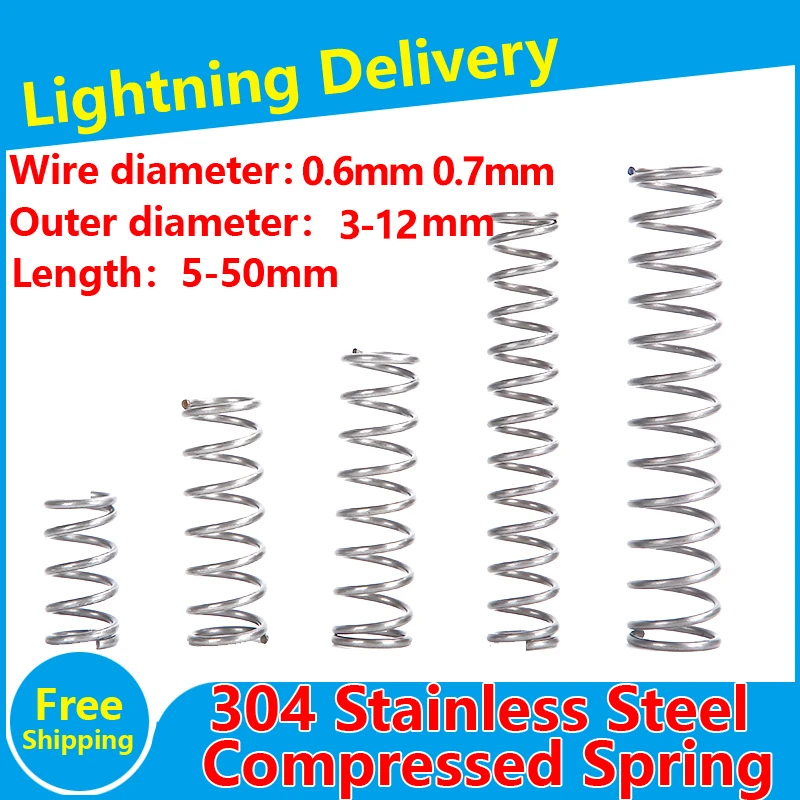 5PCS Compressed Springs, Wire Diameter 0.7mm, Outer Lebanon