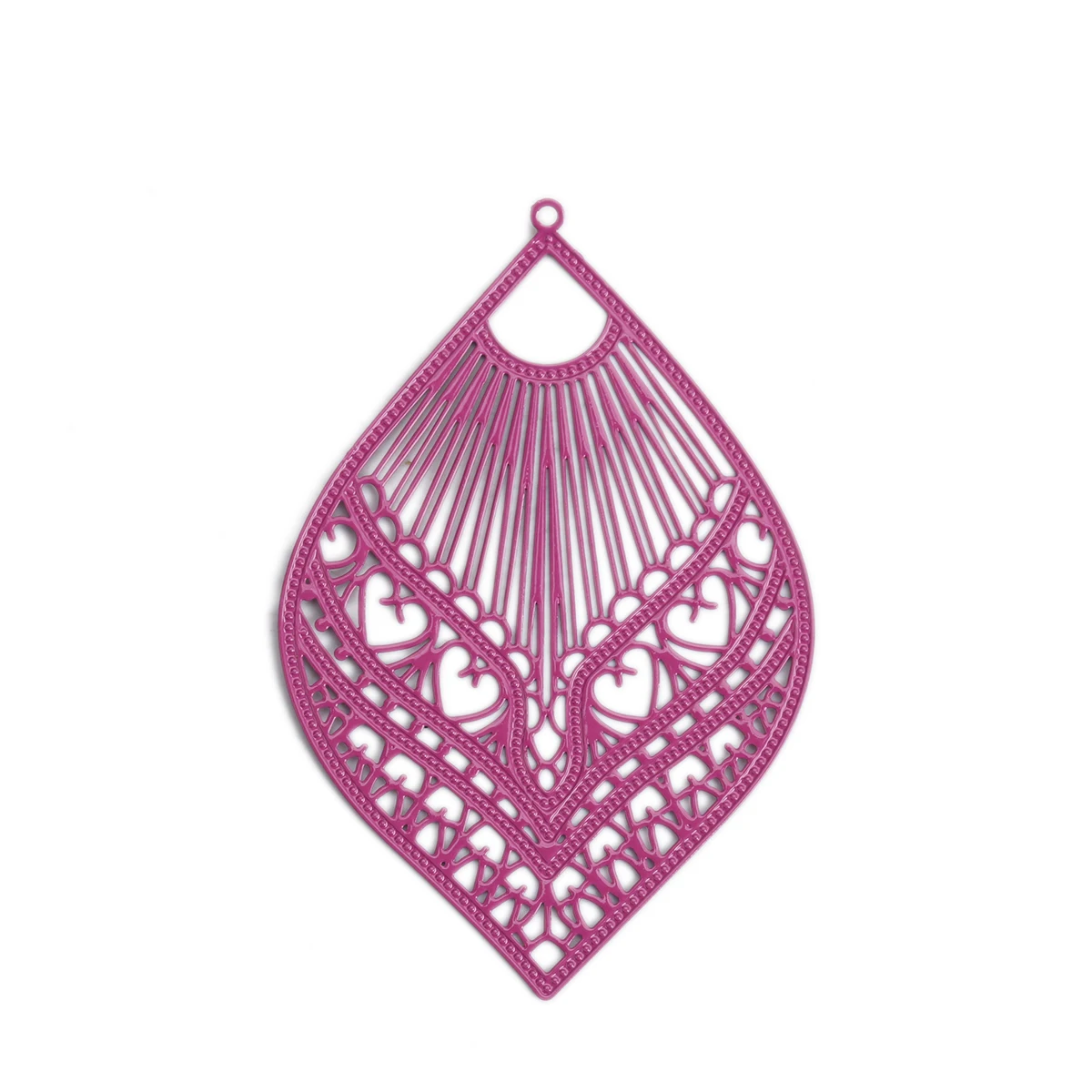 Purple DoreenBeads модные медные Филигранное тиснение Подвески черный/серый/фиолетовый перо Подвески DIY серьги ювелирные изделия 59 мм x 39 мм, 10 шт - Окраска металла: Purple