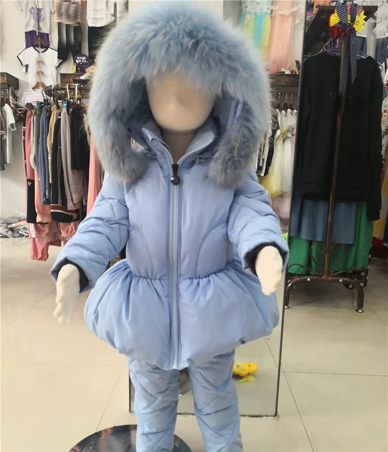 Г. Зимняя куртка с натуральным мехом енота Детский костюм, куртка+ штаны, костюм-двойка лыжные костюмы для мальчиков и девочек Детский пуховик, верхняя одежда, парка