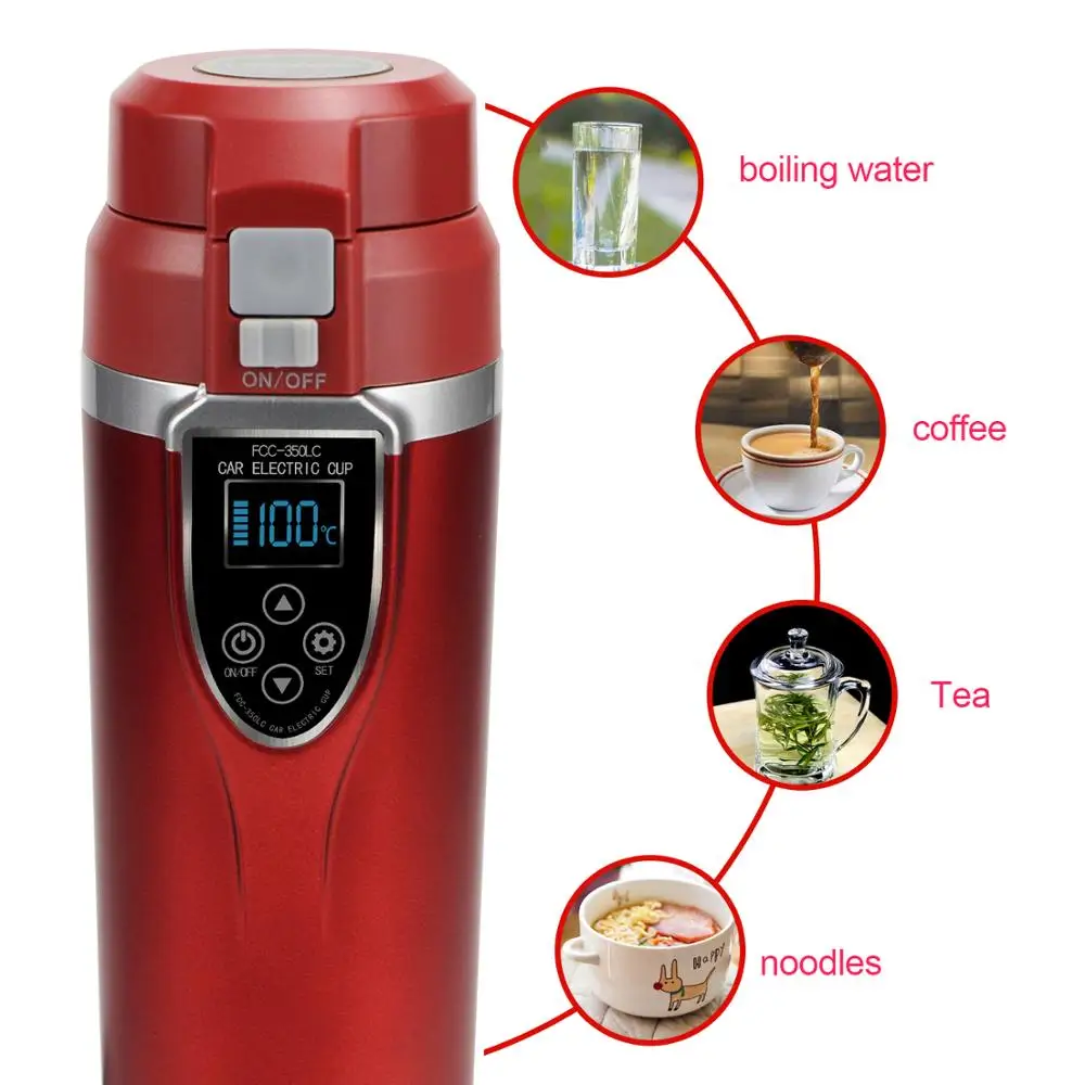Online Tetera de viaje de 12 V 24 V 350ml para el coche taza de calentamiento de café agua té hervidor taza portátil Hervidor eléctrico del vehículo