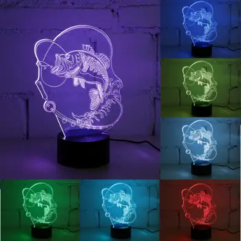 

7-Color Changing Lucky Fish 3D led Lamp USB Charge Acrylic Night light Touch Button Table Lamps Kids Desk Home Supplies