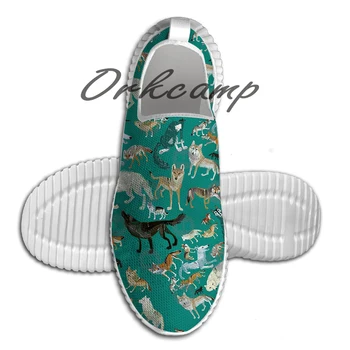 

Sport Running Shoes Wolves of the World Green pattern Light Weight Walking Shoes Breathable Mesh Yoga Shoes