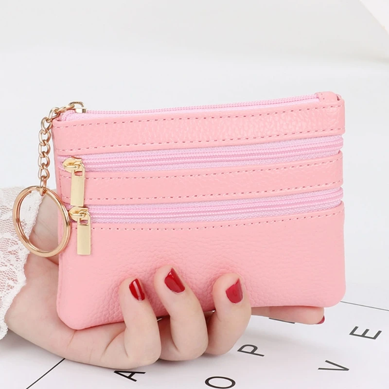 PU Leather Small Coin Purse Casual Wallet Coin Money Credit Card Key Holder Zipper Bag For Women Girl
