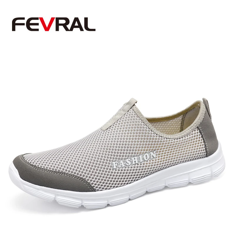 FEVRAL 2021 Summer Sneakers For Men Breathable Mesh Shoes High Quality Fashion Casual Lightweight Slip-on Flats | Обувь