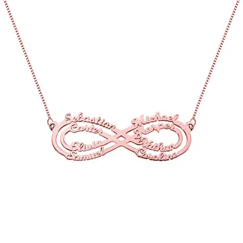 

AILIN Custom Name Family Necklace Personalized Infinity Pendant 8 Name Heart Stainless Steel Necklace 8 Name Jewelry Gift