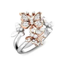 Элегантное роскошное Кристальное серебряное кольцо-бабочка ювелирные изделия Серебро CZ Циркон Свадебные Кольца для женщин праздничные подарки на день рождения Прямая поставка