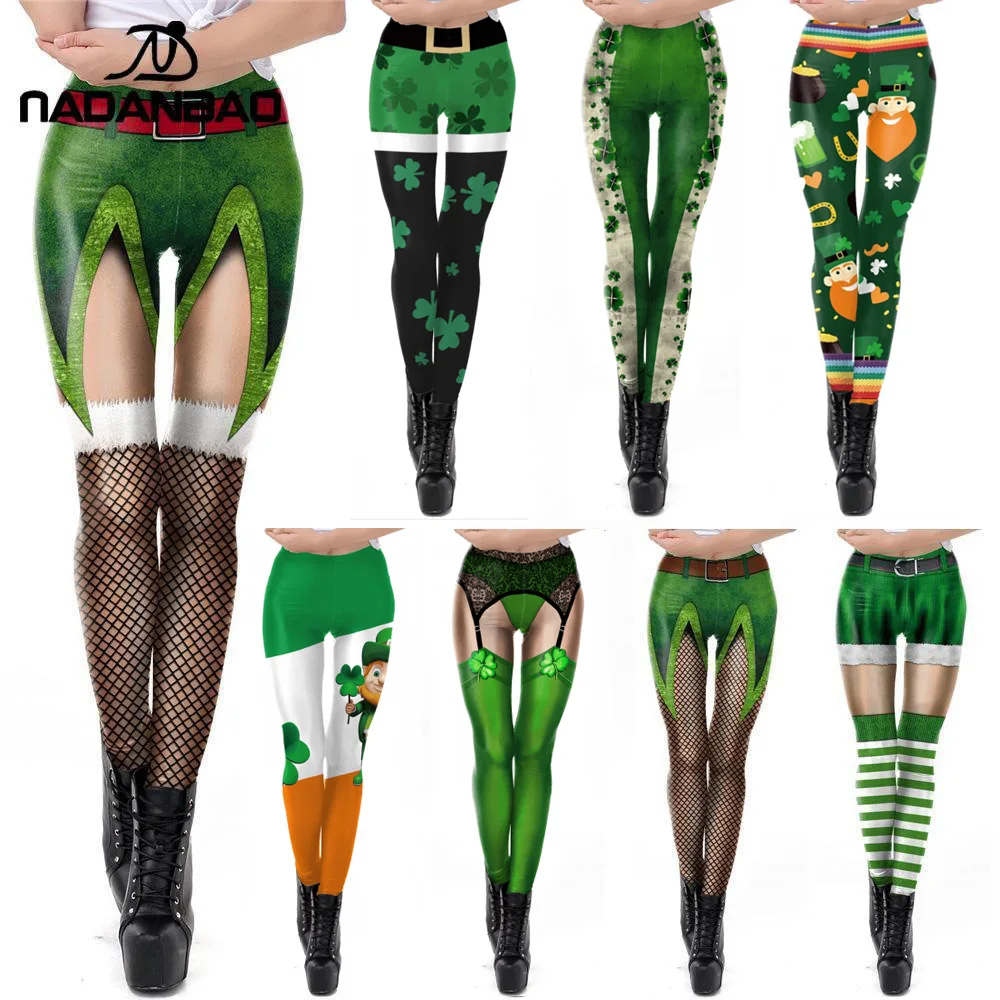 NADANBAO, леггинсы на День Святого Патрика, 3D принт, леггинсы для тренировок, фитнеса, леггинсы для женщин, праздничные леггинсы, эластичные, обтягивающие, размера плюс-in Легинсы from Женская одежда on AliExpress 