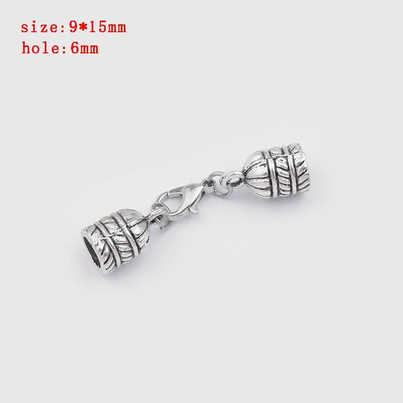 16 5 sets Zinc Alloy Clasp Lobster Clasps Hook End Caps Connectors For 5/6/7/8/10mm Leather Cord Bracelet Necklace Jewelry Making - Цвет: 16