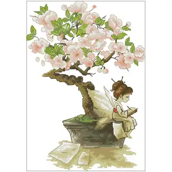 

Fairy of the cherry tree patterns Counted Cross Stitch 11CT 14CT 18CT DIY Chinese Cross Stitch Kits Embroidery Needlework Sets