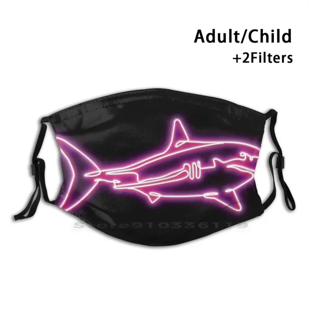 

Great White Shark Neon Pink Design Anti Dust Filter Washable Face Mask Kids Shark Shark Fish Selachophile Ocean Sea Fin Jaws
