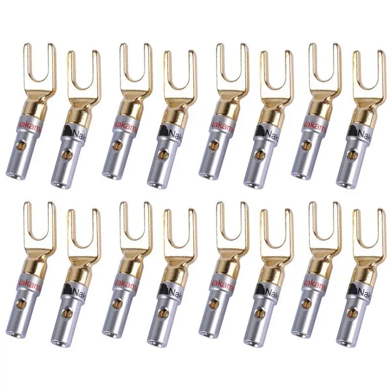 Y Plug 45 градусов винт Лопата Разъем для провода динамика DIY-упаковка из 16(8 черный, 8 красный