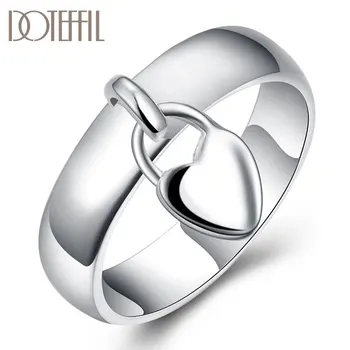 

DOTEFFIL 925 Sterling Silver Heart Lock Ring Classic For Women Fashion Wedding Engagement Party Gift Charm Jewelry