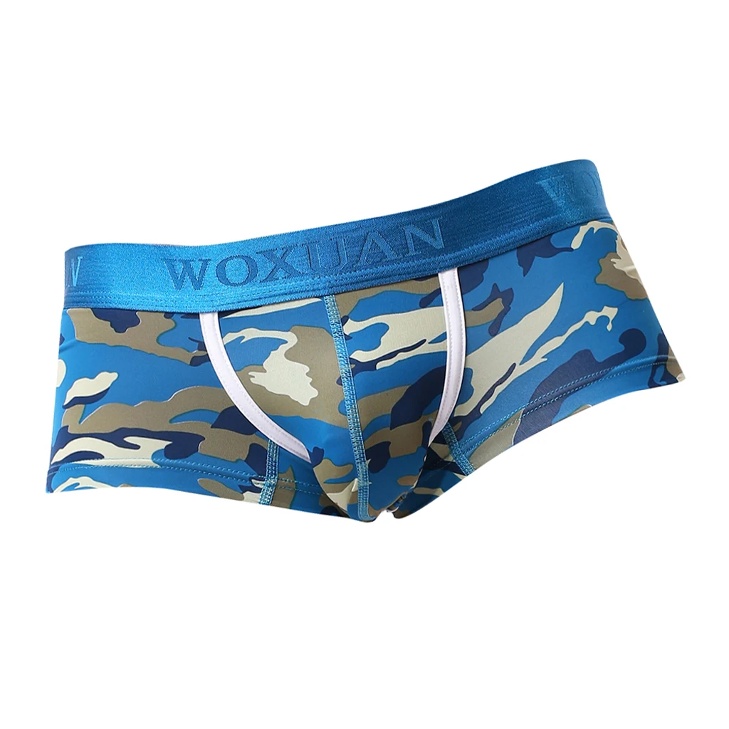 Men Camouflage Underwear  Brief Low Rise Swim Trunks Green/Yellow/Blue S-XL