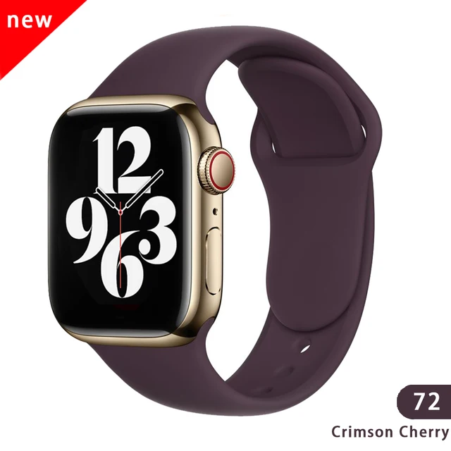 Soft Silicone Sport Band for Apple Watch SE 7 Series 44MM 40MM rubber Watchband Strap on smart iWatch 654321 42MM 38MM bracelet Crimson Cherry