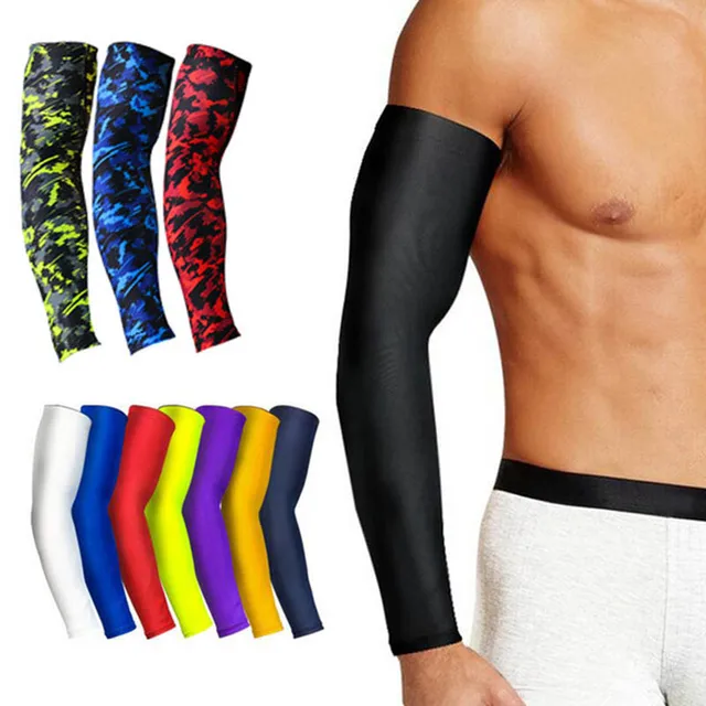 1Pcs Breathable Quick Dry UV Protection Running Arm Sleeves Basketball Elbow Pad Fitness Armguards Sports Cycling Arm Warmers 1