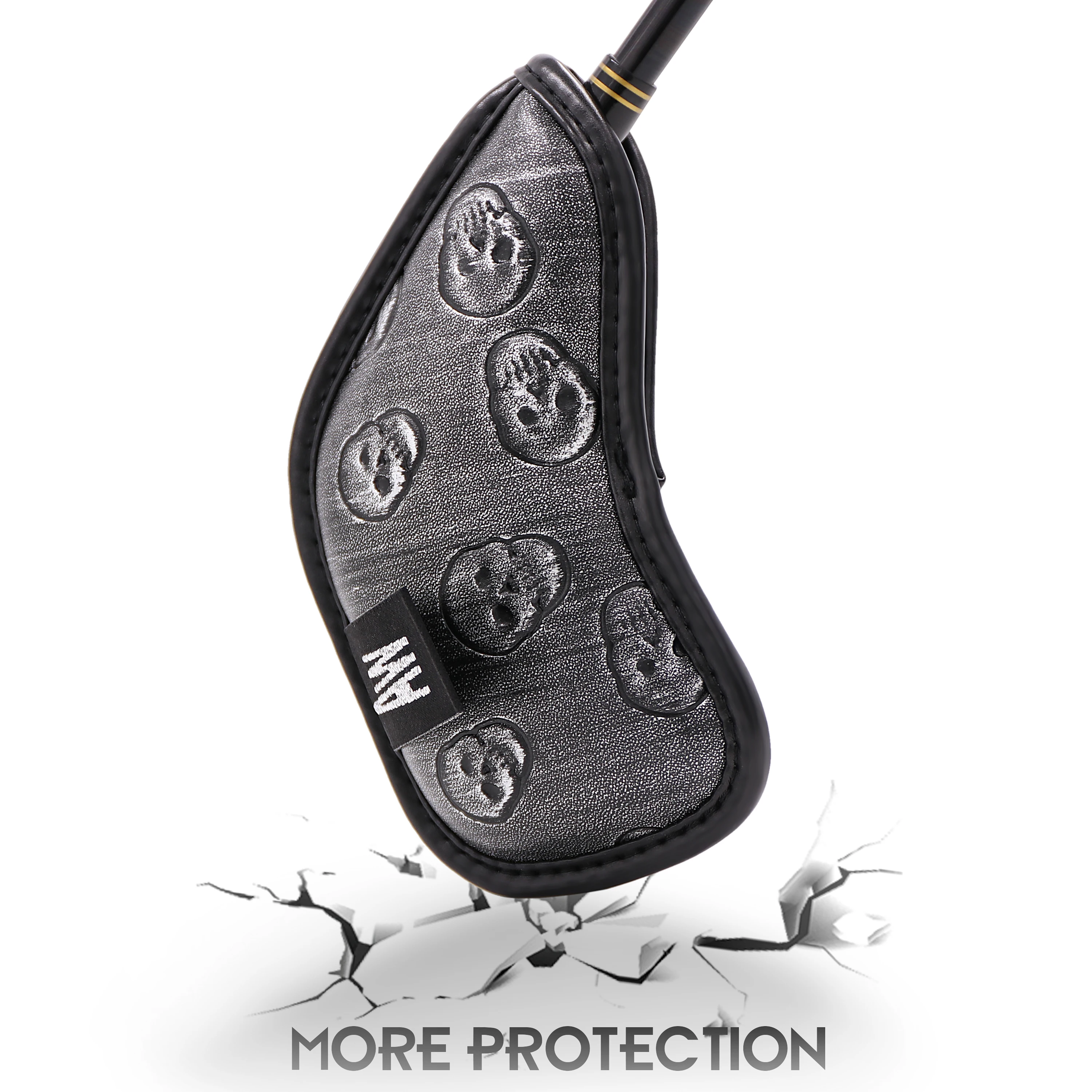 Черный серебряный череп Гольф Железный наконечник 12 шт. Премиум полиуретан плюс материал памяти Клубные чехлы