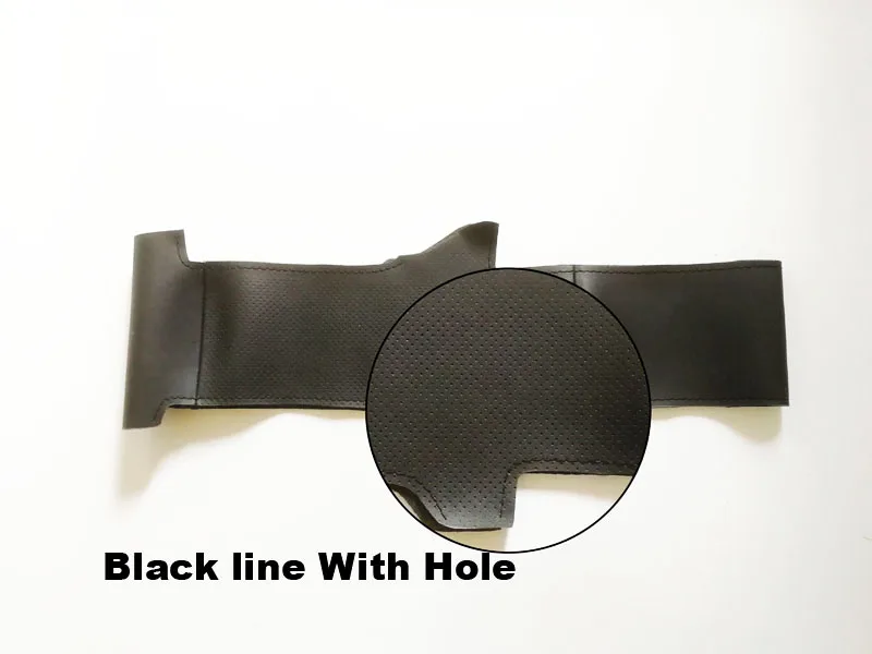 Black line With hole Высокое качество, Воловья кожа, верхний слой, ручная работа, шитье, чехлы на руль, защита для JAC S3 S5 M3 M5 A30 - Название цвета: Black line With hole