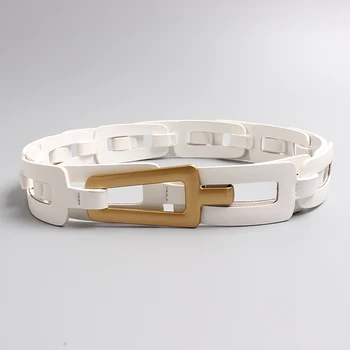 

Women fashion long black belt new arrival 2020 brand designer runway double circle sexy cool ladies belts brown white